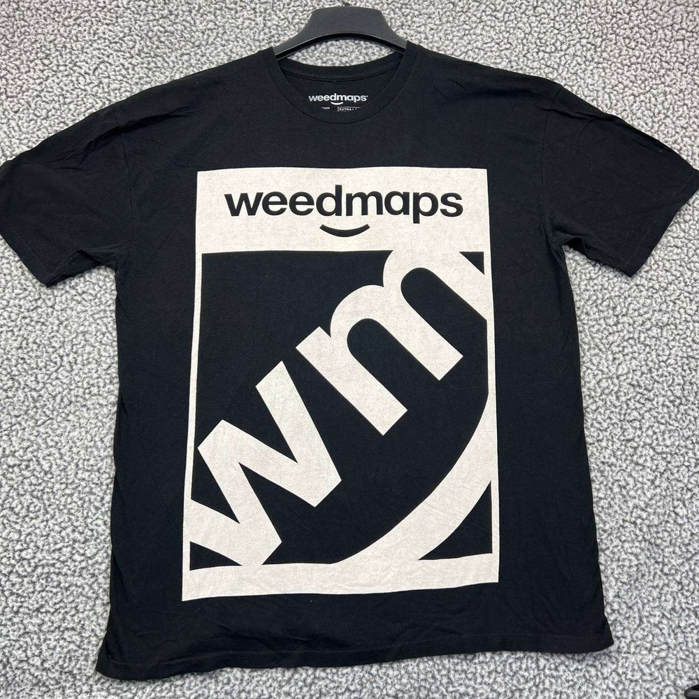Weedmaps Shirt Men Extra‎ Large Black Short Sleeve Crew Neck Cotton XL